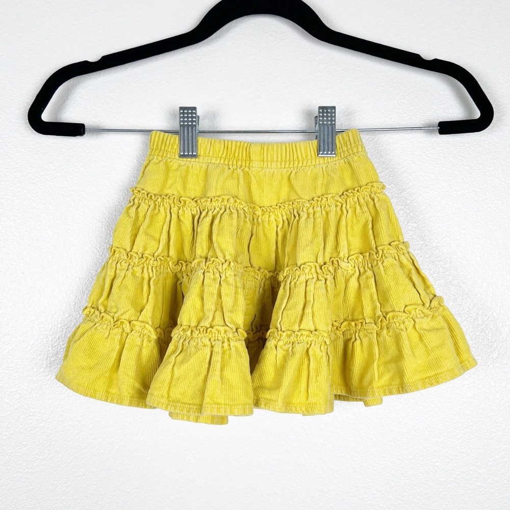 Hanna Andersson Toddler Girl Mustard Yellow Tiered Corduroy‎ Skirt 12-18 Months